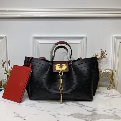 VALENTINO Borsa in Pelle Originale Bar Goffratura V0099F Nera