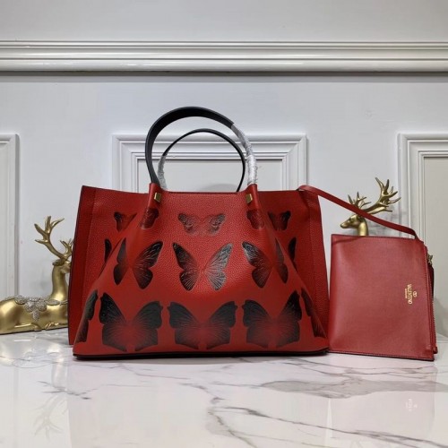 VALENTINO Borsa in pelle originale Butterfly Embossing V0099F Rosso