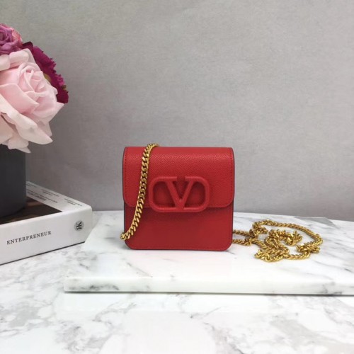 VALENTINO Borsa in vera pelle 067 con catena rossa
