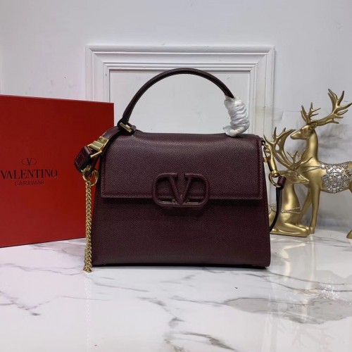 VALENTINO Borsa Tote in pelle originale V0025 Bordeaux