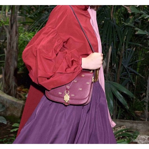 VALENTINO Borsa a tracolla originale in pelle 0708 Borgogna