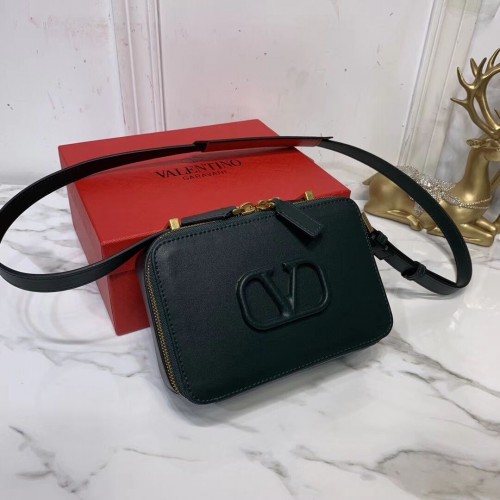 VALENTINO Borsa a tracolla originale in pelle V0020 Verde nerastro