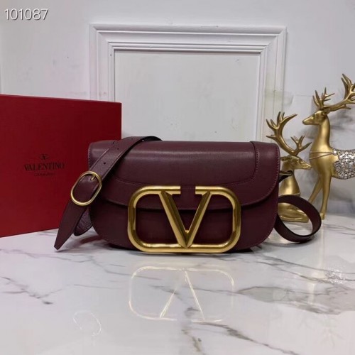 VALENTINO Borsa a tracolla originale in pelle V0030 Bordeaux