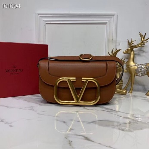 VALENTINO Borsa a tracolla originale in pelle V0030 marrone