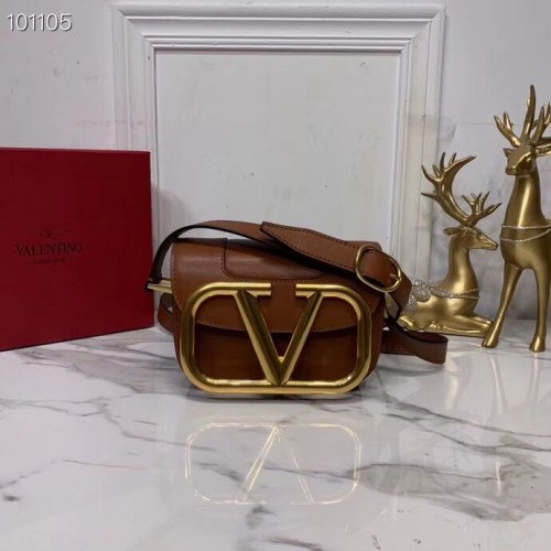 VALENTINO Borsa a tracolla originale in pelle V0032 marrone