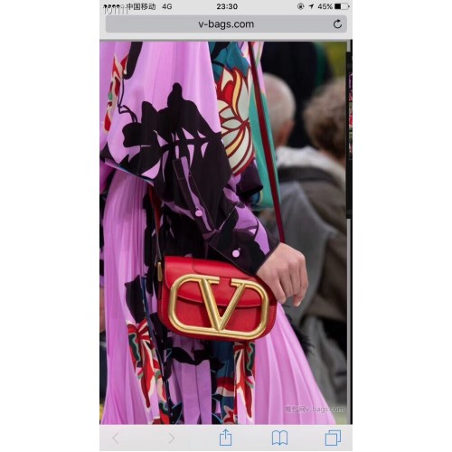 VALENTINO Borsa a tracolla originale in pelle V0032 rossa