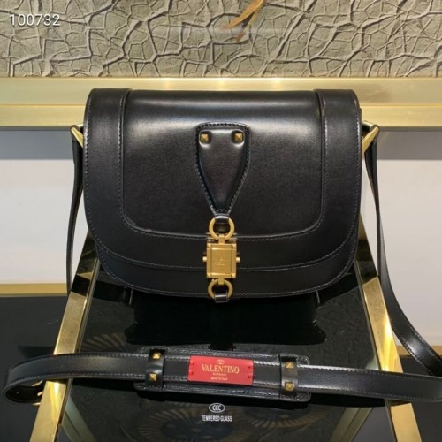VALENTINO Borsa a tracolla originale in pelle V0070 nera