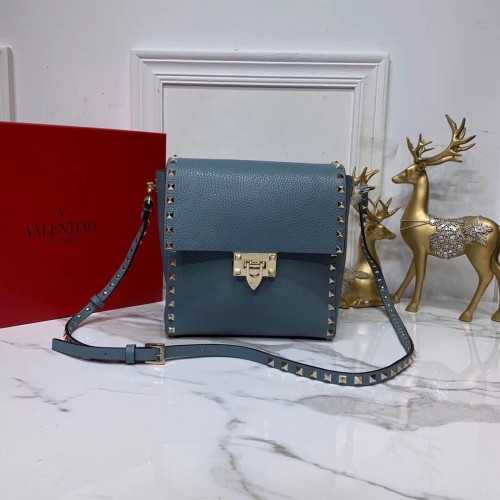 VALENTINO Borsa a tracolla originale in pelle V0182 blu
