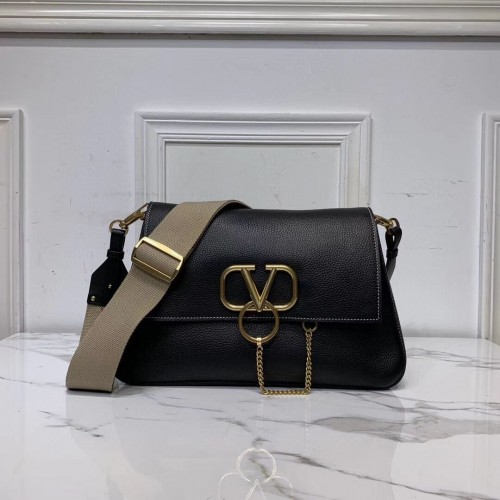 VALENTINO Borsa a tracolla originale in pelle V0888 nera