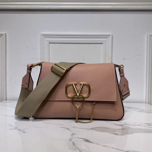 VALENTINO Borsa a tracolla originale in pelle V0888 rosa