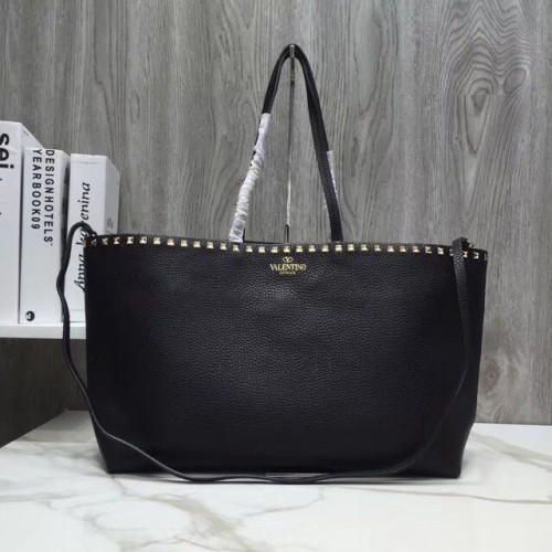 VALENTINO Shopper Rockstud in pelle martellata 93316 nera