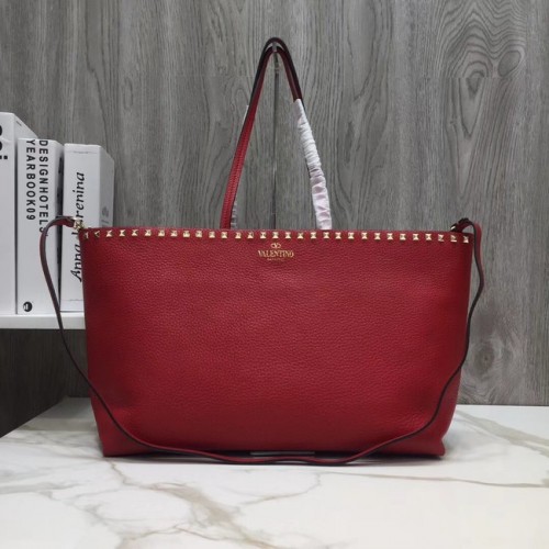 VALENTINO Shopper Rockstud in pelle martellata 93316 rosso