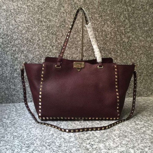 VALENTINO Borsa grande Rockstud 0973 rosso scuro