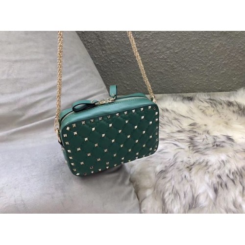 Borsa a tracolla fotocamera VALENTINO Rockstud in pelle 57367 verde