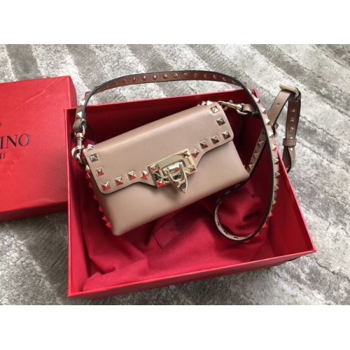 VALENTINO Borsa a tracolla Rockstud in pelle 04235 albicocca