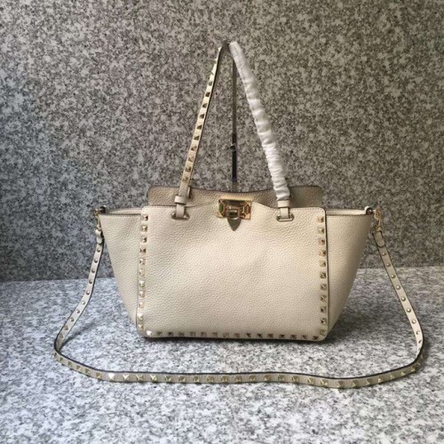 VALENTINO Borsa Rockstud media 0972 bianca