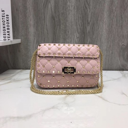 VALENTINO Borsa a tracolla Rockstud piccola in pelle trapuntata 77562 rosa