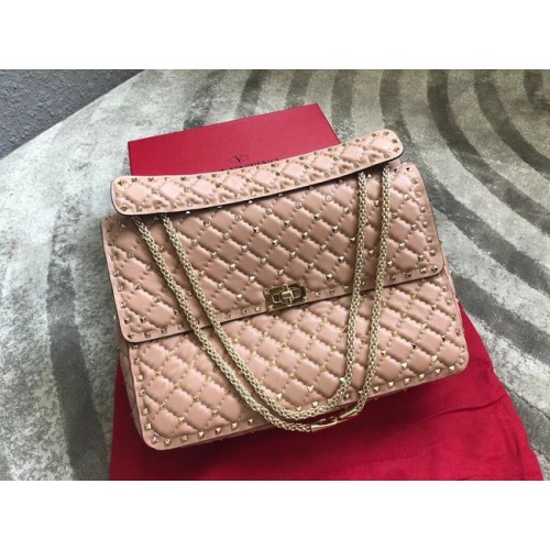 Borsa a spalla grande VALENTINO Spike in pelle trapuntata 0027 rosa