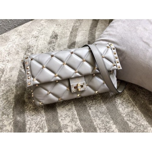 VALENTINO VLOCK Borsa a spalla originale in pelle 0053 grigia