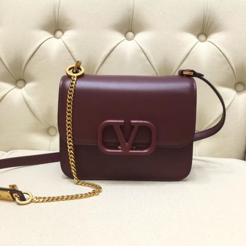 VALENTINO VLOCK Borsa a tracolla originale in pelle 0906 Bordeaux