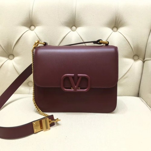 VALENTINO VLOCK Borsa a tracolla originale in pelle 0908 Borgogna