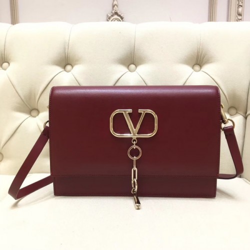 VALENTINO VLOCK Borsa a tracolla originale in pelle 0909 Bordeaux