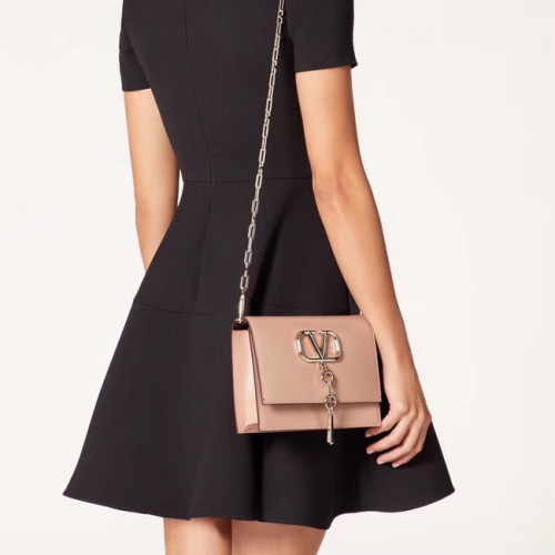 VALENTINO VLOCK Borsa a tracolla originale in pelle 0910 rosa chiaro