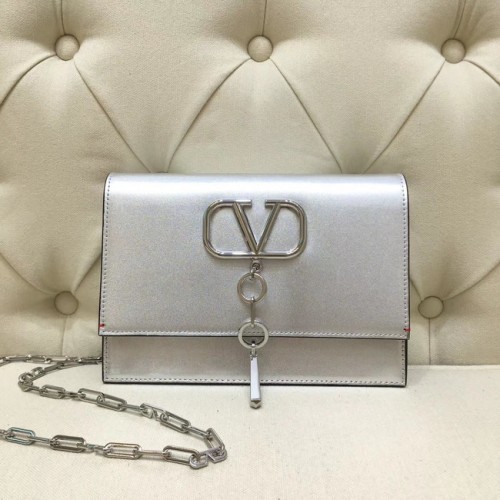 VALENTINO VLOCK Borsa a tracolla originale in pelle 0910 silver