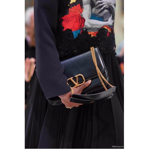 VALENTINO VLOCK Borsa a tracolla originale in pelle 2323 nera