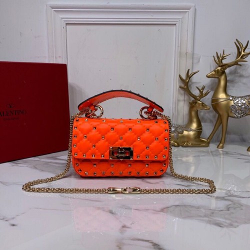 Borsa in Pelle Originale Valentino Garavani Rockstud Spike V0124 Arancio