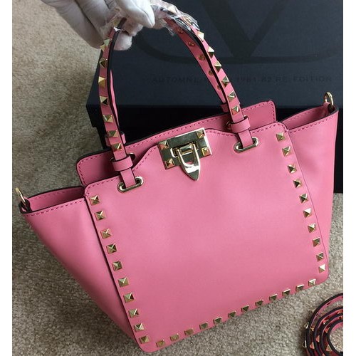 Borsa Tote Mini Rockstud Valentino Garavani In Pelle Originale VG1918 Rosa