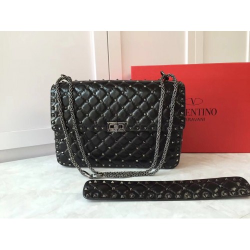 Borsa a tracolla in pelle di montone Valentino VT48722 nera
