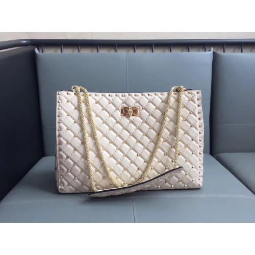 Borsa shopping Valentino Starry Series Pelle di montone originale 0346 bianco sporco