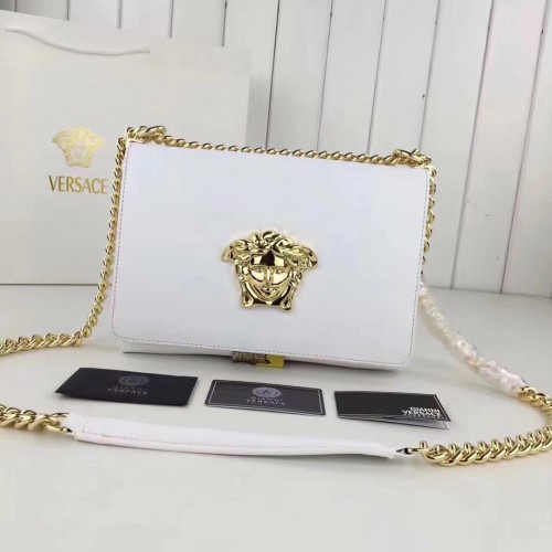 Borsa a Spalla in Pelle di Vitello Versace VS170 Bianca