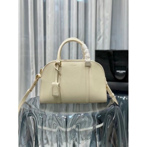BORSA YSL CASSANDRA MEDIA CON MANICO IN PELLE GOFFRATA GRAIN DE POUDRE Y305454 crema