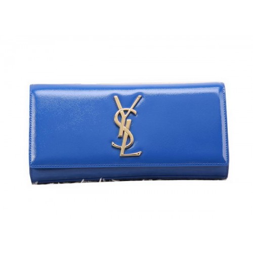 Pochette YSL Classic Monogramme Pelle Verniciata Y8909 Blu