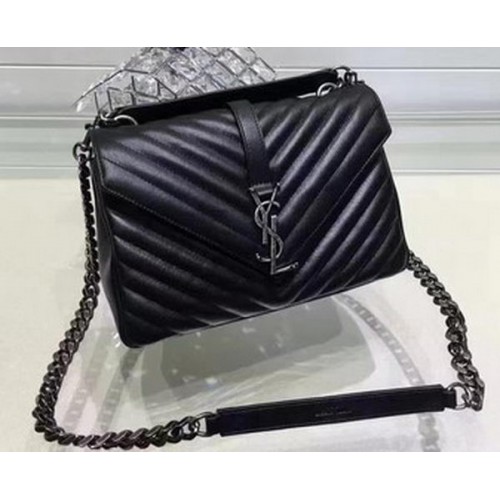 Borsa con patta YSL Classic Monogramme in pelle di vitello Y22369 nera