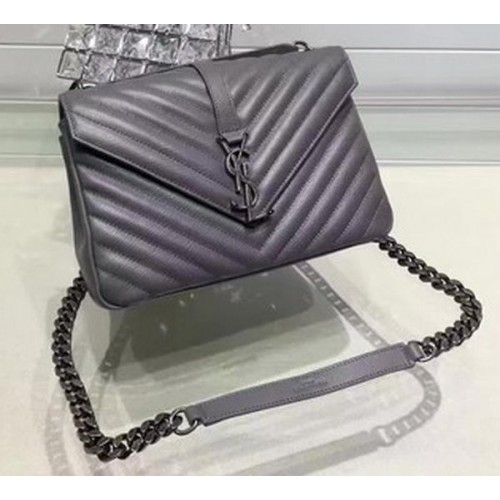 Borsa con patta YSL Classic Monogramme Pelle di vitello Y22369 Grigio