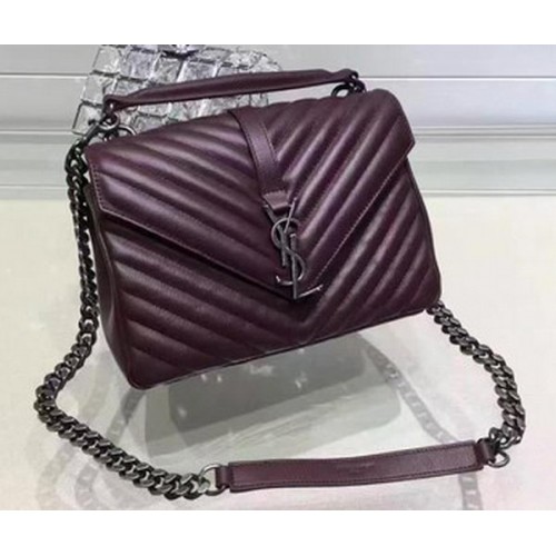 Borsa con patta YSL Classic Monogramme Pelle di vitello Y22369 Vino