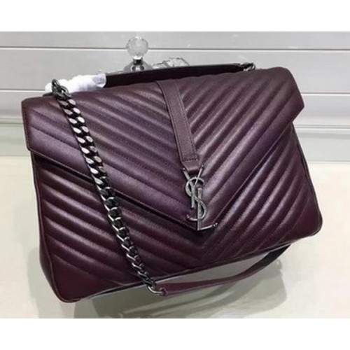 Borsa con patta YSL Classic Monogramme Pelle di vitello Y22370 Vino
