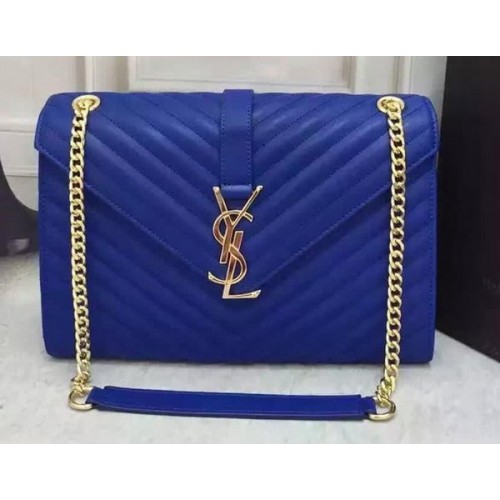 Borsa con patta YSL Classic Monogramme Pelle di vitello Y26588 Blu