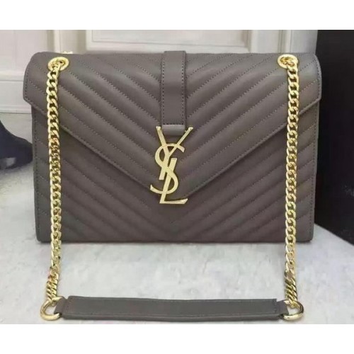 Borsa con patta YSL Classic Monogramme Pelle di vitello Y26588 Grigio