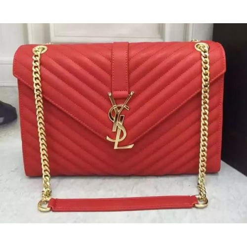 Borsa con patta YSL Classic Monogramme Pelle di vitello Y26588 Rosso