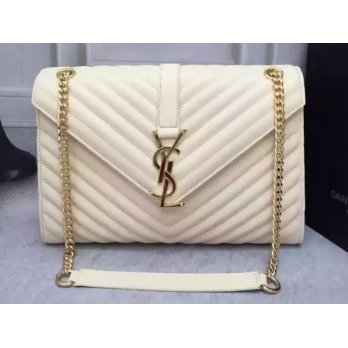 Borsa con patta YSL Classic Monogramme Pelle di vitello Y26588 Bianco
