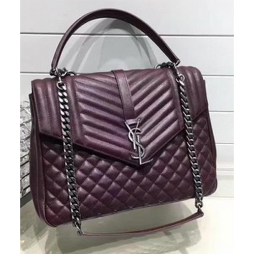 Borsa con patta YSL Classic Monogramme Pelle di vitello Y33569 Vino