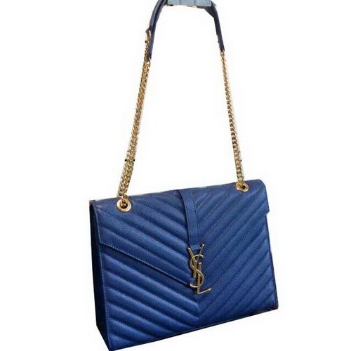 Borsa con patta YSL Classic Monogramme Modello Cannage 311224 Blu