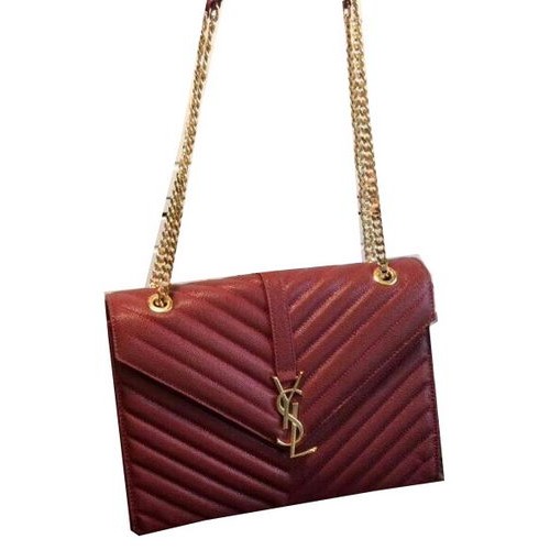 Borsa con patta YSL Classic Monogramme Modello Cannage 311224 Bordeaux