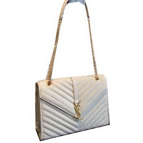 Borsa con patta YSL Classic Monogramme Modello Cannage 311224 Bianco