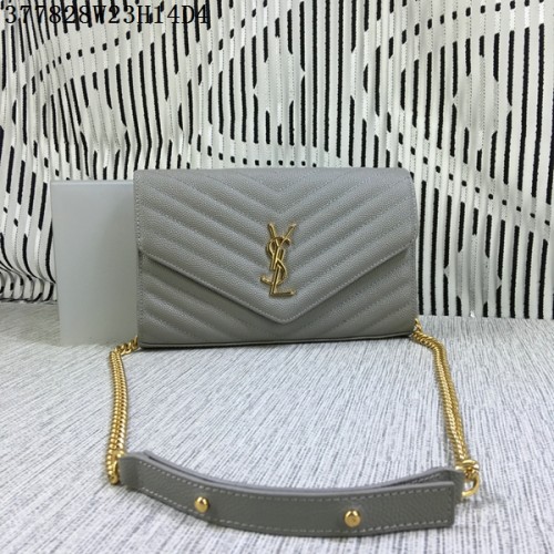 Borsa con patta YSL Classic Monogramme Modello Cannage Y377828L Grigio