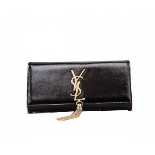 YSL Classic Monogramme Tassel Pochette in pelle verniciata Y8908 nera